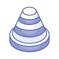 Trendy unique isometric vector of traffic cone, modern icon of road cone