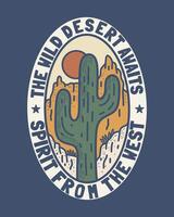 The wild desert and spirit from the west vector flat design illustration