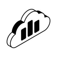 Grab this creatively designed isometric icon of cloud analysis vector