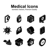 Medical and healthcare isometric vectors set in modern design style