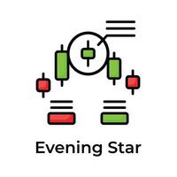 Evening star icon in modern style, trading related vector