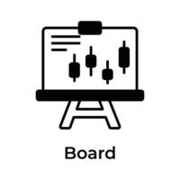 Candlestick chart on board denoting concept icon of business presentation vector