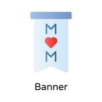 Mothers day banner with heart, flat icon of mothers day celebration banner vector