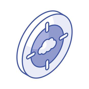 Get your hold on this beautiful icon of cloud target in isometric style vector