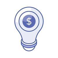 Dollar inside bulb depicting innovative idea, financial idea icon design vector