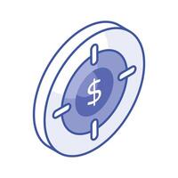 Get your hold on this carefully crafted vector of financial target in trendy style, Business focus icon design