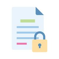 Padlock with page denoting flat concept icon of secure document vector