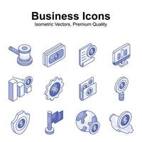 Get your hold on this creatively crafted business and finance isometric icons vector