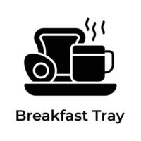 Boiled egg with cup of tea and bread in a tray depicting icon of breakfast vector