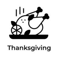 Chicken turkey vector design, thanksgiving holiday celebration icon