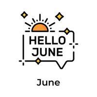 Hola junio vector diseño, aislado en blanco antecedentes