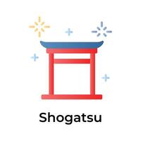 Japanese new year icon in unique style, Shogatsu vector design