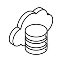 Database with cloud depicting isometric vector of cloud storage
