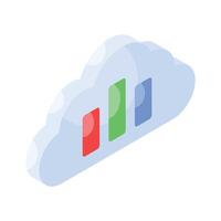 Grab this creatively designed isometric icon of cloud analysis vector