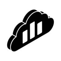 Grab this creatively designed isometric icon of cloud analysis vector