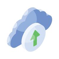 Cloud uploading, cloud with upward arrow, concept of cloud upload vector