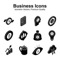 Get this amazing business and finance icons set in trendy isometric style, ready to use in websites and mobile apps vector