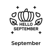 Hola septiembre icono en único y de moda estilo, Listo a utilizar vector