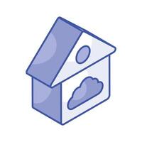 Cloud with Home Building denoting isometric vector of Smart Home