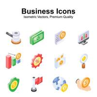 Get your hold on this creatively crafted business and finance isometric icons vector