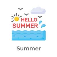 prima calidad icono de verano estación, Hola verano vector diseño