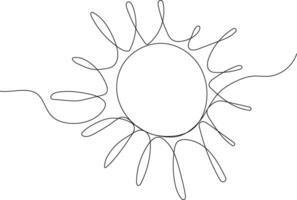 Continuous line Sun doodle icon with editable stroke. Vector illustration isolated.