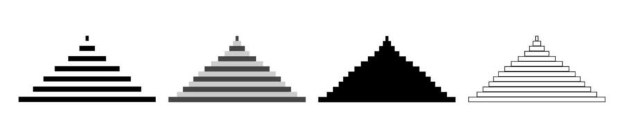 conjunto de 4 4 sencillo monocromo pirámides horizontal rectángulos formando un pirámide. silueta, describir. triangulos. sencillo geométrico diseño. minimalista gráfico. vector en blanco fondo