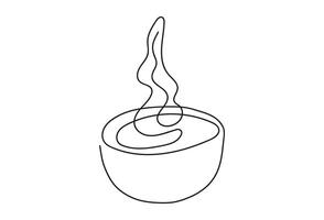 Tea light candle with flame. Burning decorative scented candle candle. Continuous one line drawing. Line art. Isolated on white background. Design element for print, greeting, postcard, scrapbooking. vector