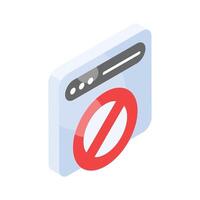 Get this amazing isometric icon of blocked website isolated on white background vector