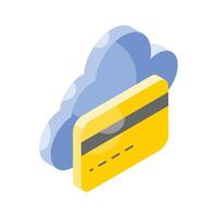 Atm card with cloud concept isometric icon of cloud payment, online payment vector