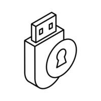 ojo de cerradura con USB demostración concepto icono de seguro USB, moderno estilo vector