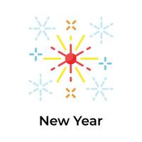 Fireworks showing icon of new year celebration, editable vector design