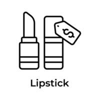 obtener sostener en esta editable icono de lápiz labial, maquillaje accesorio vector