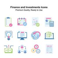 Get this amazing and unique finance and investment icons set vector