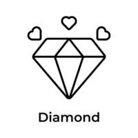 un hermosa diamante Roca con corazón, de moda icono de diamante vector
