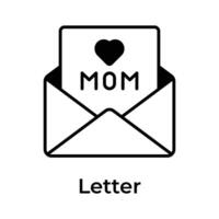 Mothers day letter icon in trendy design style, premium vector