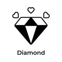 A beautiful diamond stone with heart, trendy icon of diamond vector