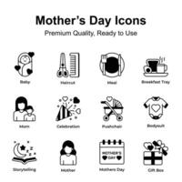 obtener esta increíble íconos conjunto de madres día en moderno diseño estilo vector