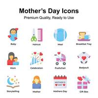 obtener esta increíble íconos conjunto de madres día en moderno diseño estilo vector