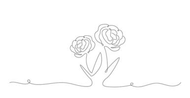 Two roses in continuous line art vector