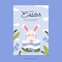 Easter flyer design with cute bunny vector