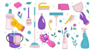 Spring cleaning set vector