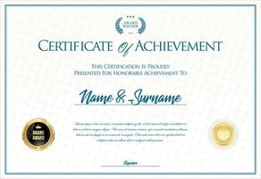 Certificate with golden seal and colorful design border vector