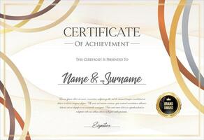 Certificate with golden seal and colorful design border vector