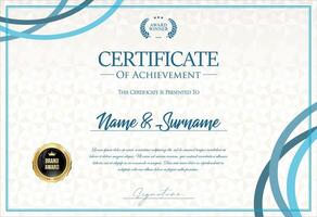 Certificate with golden seal and colorful design border vector