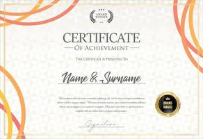 Certificate with golden seal and colorful design border vector