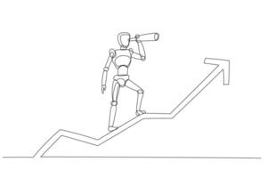 Drawing of Vector Robot chatbot,AI in science and business to see future standing on top of rising arrow