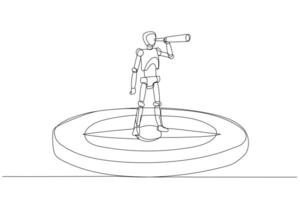 Drawing of Vector Robot chatbot,AI in science and business standing on compass showing direction.