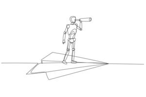 Illustration of Vector Robot chatbot,AI in science and business flying on paper plane