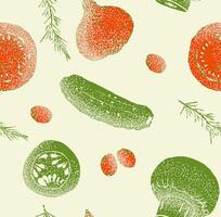 Vegetables illustration sketch style with spray texture seamless pattern vector